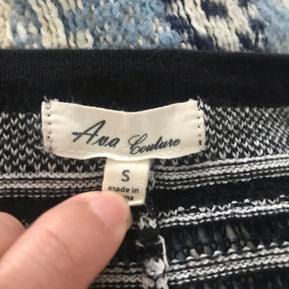 Ava Couture Black White Geometric Print Open Front Cardigan Sweater - Small - Picture 9 of 9